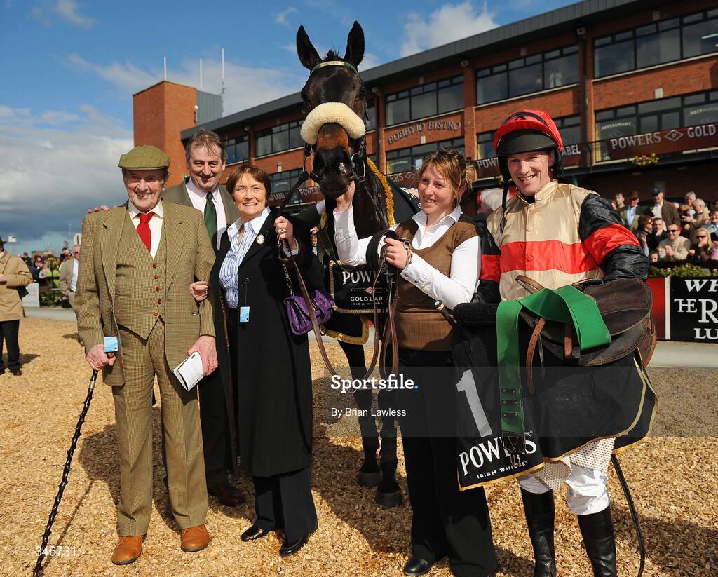 12 April 2009; Jockey Paul Carberry and trainer Noel Meade, second from left, with winning connections of Aran Concerto after winning the Powers Gold Cup. Fairyhouse, Co. Meath. Picture credit: Brian Lawless / SPORTSFILE *** Local Caption ***
