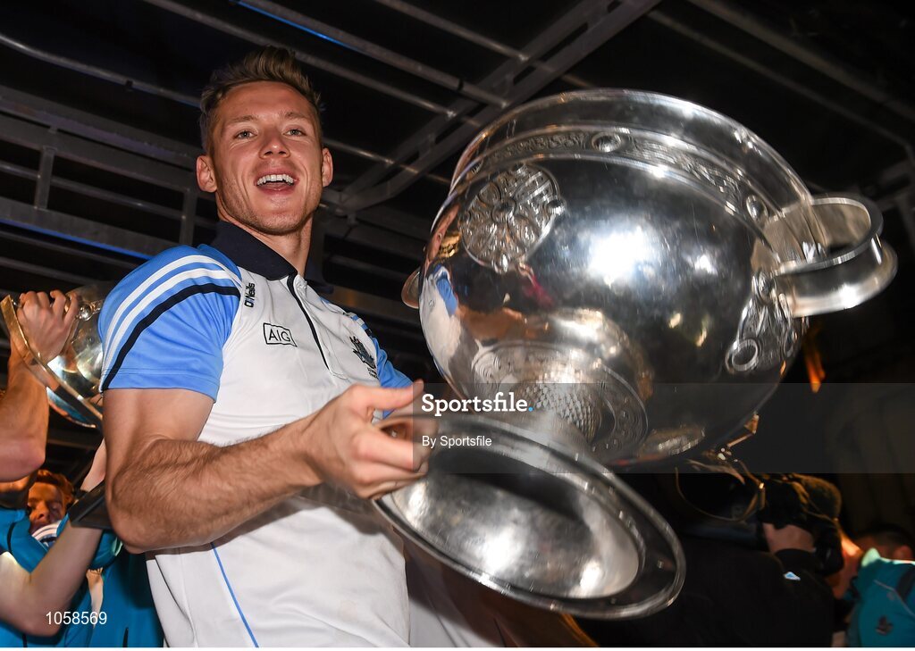 21 September 2015; Dublin's Paul Flynn on stage during the team homecoming. O'Connell St, Dublin. Photo by Sportsfile