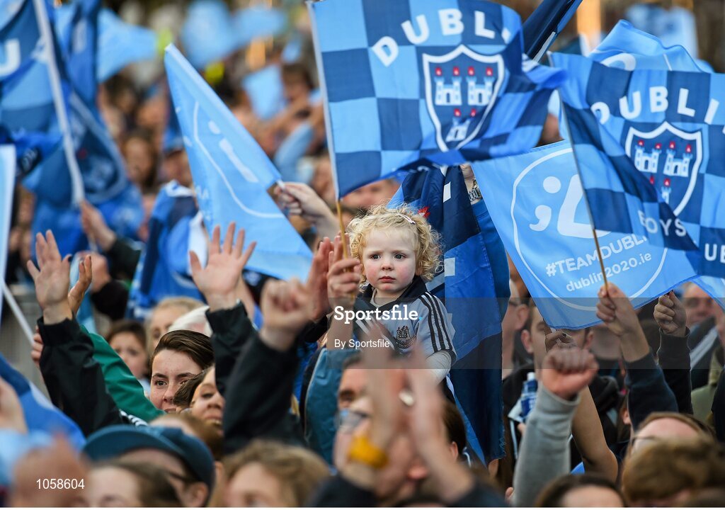 21 September 2015; Dublin supporters during the team homecoming. O'Connell St, Dublin. Photo by Sportsfile