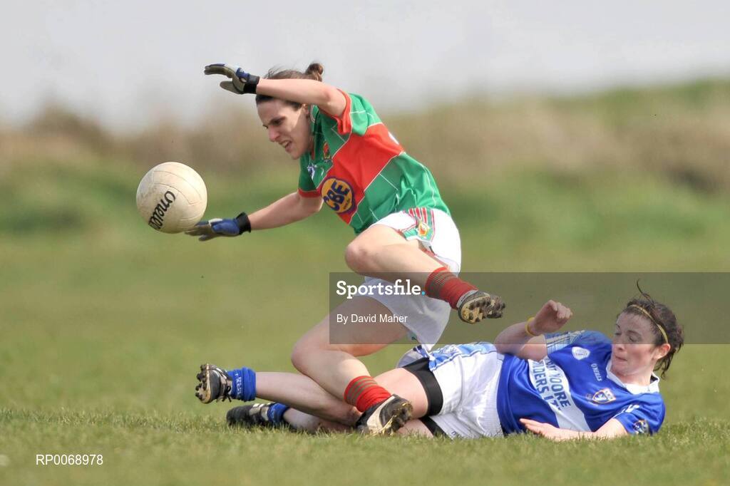 19 April 2009; Martha Carter, Mayo, in action against Aileen O'Loughlin, Laois. Bord Gais Energy Ladies National Football League, Division 1, Semi-Final, Mayo v Laois, Aughamore, Ballyhaunis, Co Mayo. Picture credit: David Maher / SPORTSFILE