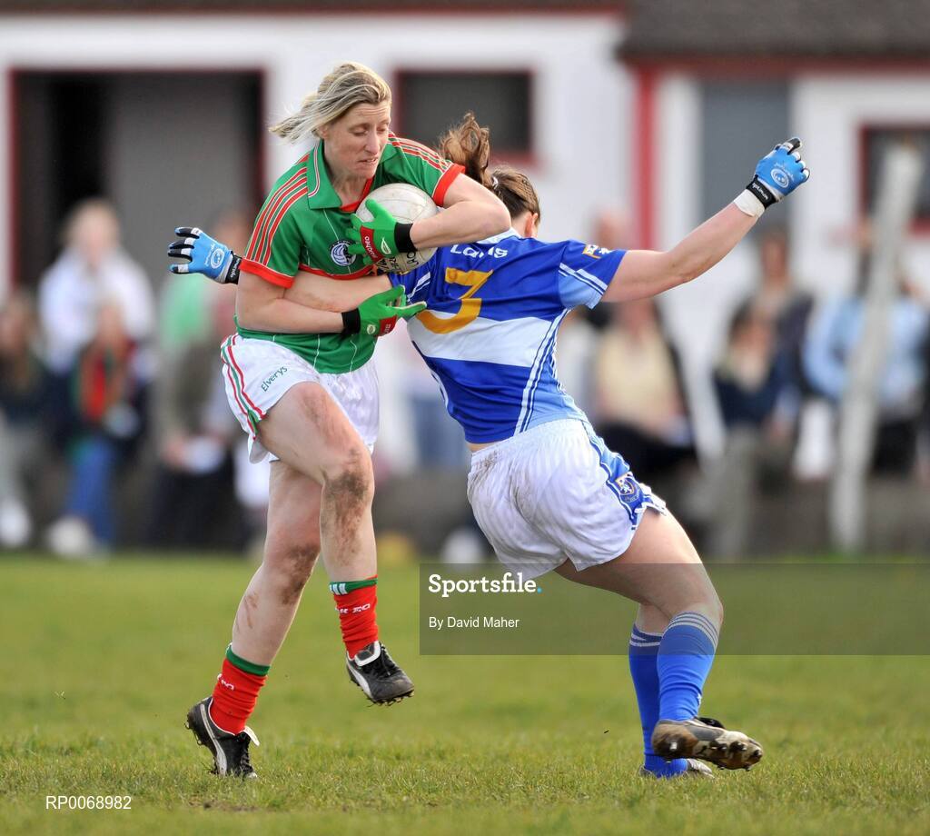19 April 2009; Cora Staunton, Mayo, in action against Lorraine Muckian, Laois. Bord Gais Energy Ladies National Football League, Division 1 Semi-Final, Mayo v Laois, Aughamore, Ballyhaunis, Co Mayo. Picture credit: David Maher / SPORTSFILE
