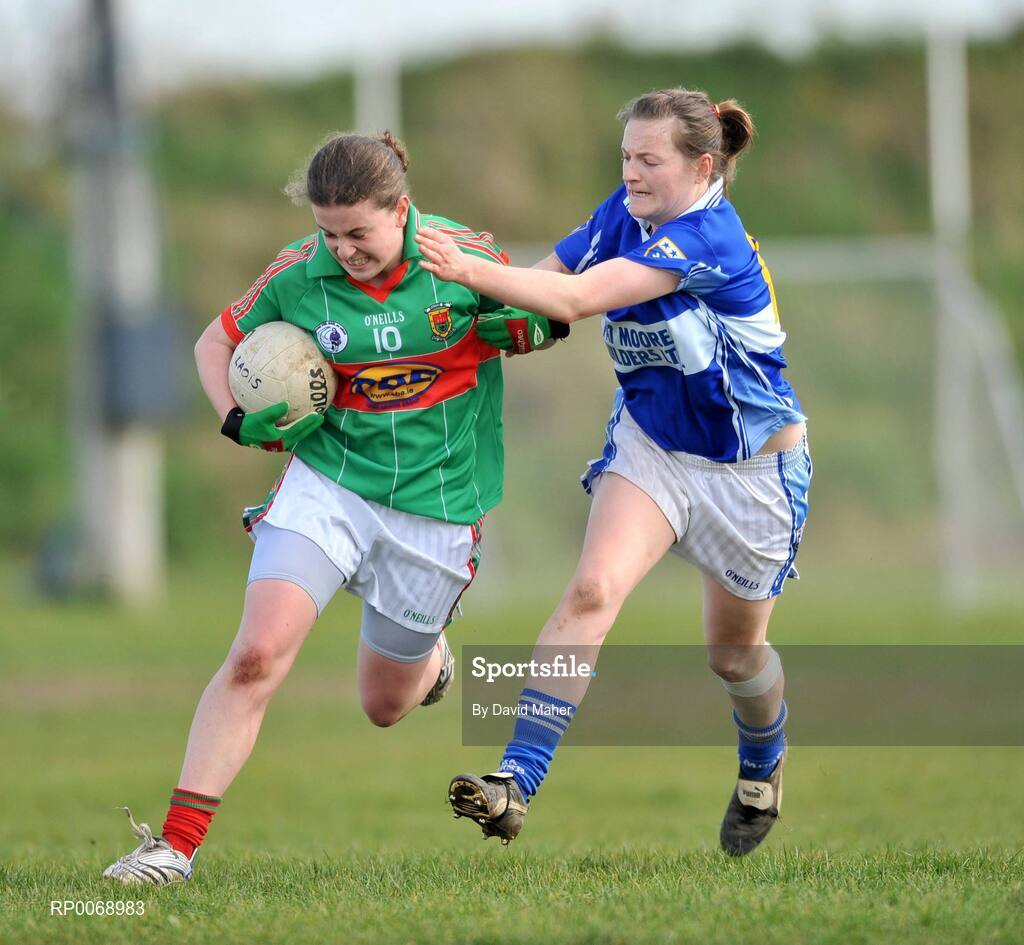 19 April 2009; Catherine Sullivan, Mayo, in action against Emma McEvoy, Laois. Bord Gais Energy Ladies National Football League, Division 1 Semi-Final, Mayo v Laois, Aughamore, Ballyhaunis, Co Mayo. Picture credit: David Maher / SPORTSFILE