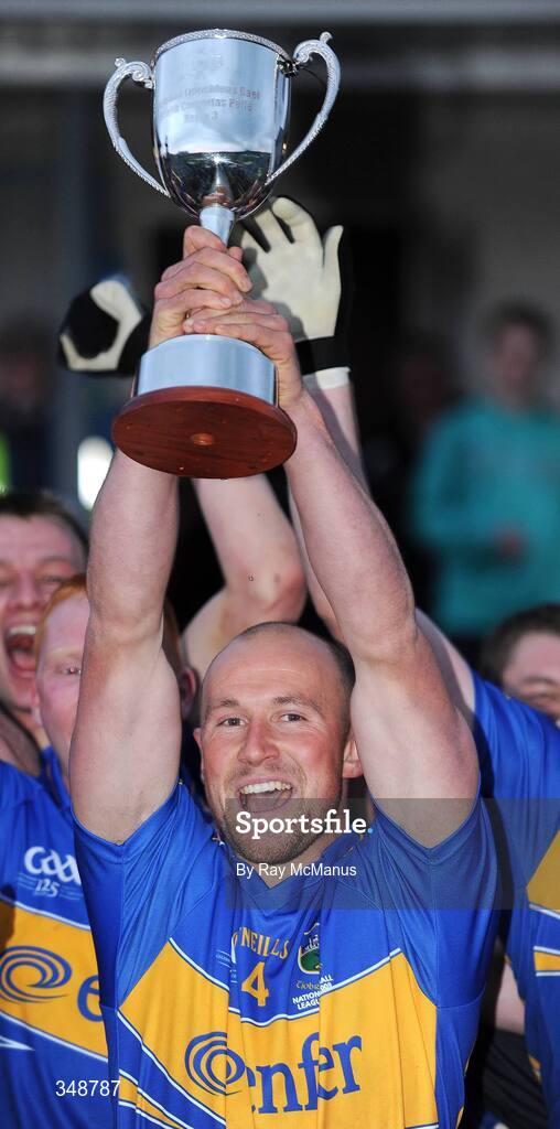 25 April 2009; The Tipperary captain Andrew Morrissey lifts the cup. Allianz GAA National Football League, Division 3 Final, Down v Tipperary, Pearse Park, Longford. Picture credit: Ray McManus / SPORTSFILE