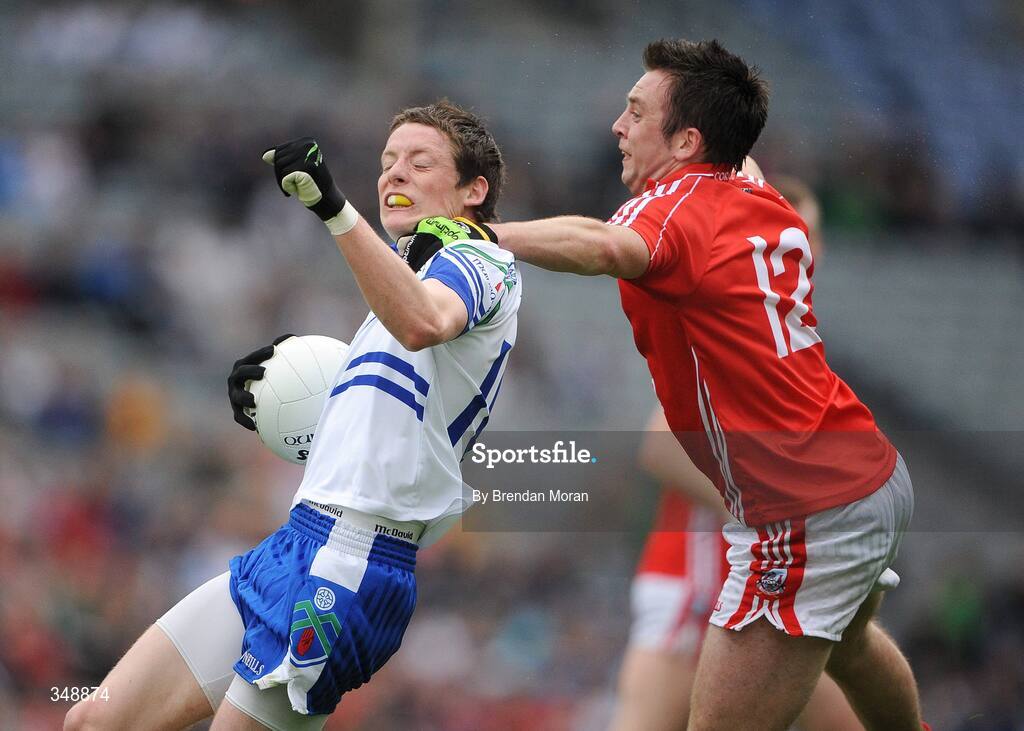 26 April 2009; Conor McManus, Monaghan, in action against Paul Kerrigan, Cork. Allianz GAA National Football League, Division 2 Final, Cork v Monaghan, Croke Park, Dublin. Picture credit: Brendan Moran / SPORTSFILE