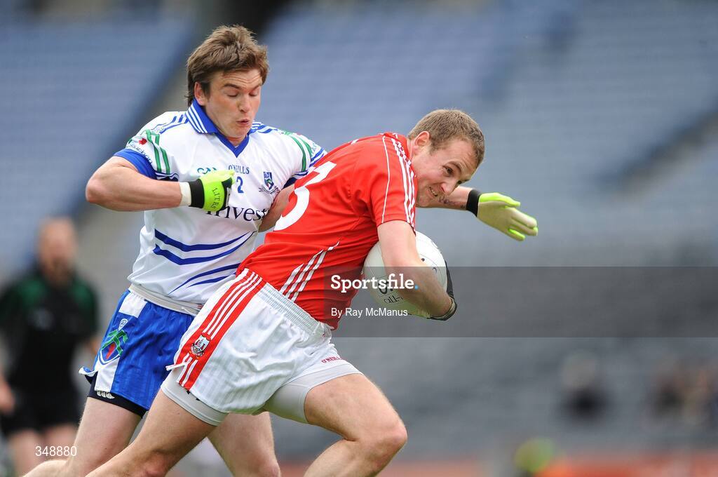 26 April 2009; James Masters, Cork, in action against Dessie Mone, Monaghan. Allianz GAA National Football League, Division 2 Final, Cork v Monaghan, Croke Park, Dublin. Picture credit: Ray McManus / SPORTSFILE