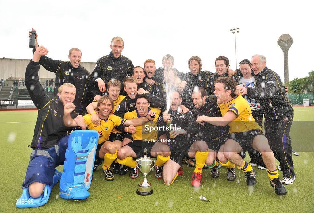 26 April 2009; Pembroke Wanderers players and officials celebrate at the end of the game. Irish Senior Men's Cup Final, Cookstown v Pembroke Wanderers, National Hockey Stadium, UCD, Dublin. Picture credit: David Maher / SPORTSFILE
