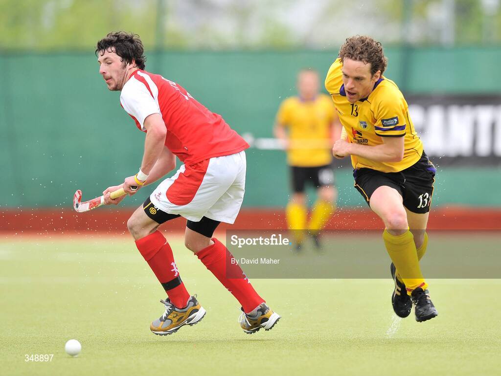 26 April 2009; Paddy Conlon, Pembroke Wanderers, in action against  Stephen Sloan, Cookstown. Irish Senior Men's Cup Final, Cookstown v Pembroke Wanderers, National Hockey Stadium, UCD, Dublin. Picture credit: David Maher / SPORTSFILE