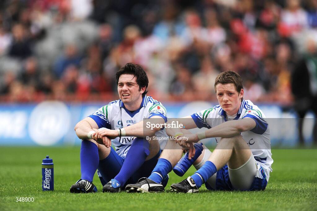 26 April 2009; Dejected Monaghan players Ciaran Hanratty, left, and Conor McManus after the game. Allianz GAA National Football League, Division 2 Final, Cork v Monaghan, Croke Park, Dublin. Picture credit: Stephen McCarthy / SPORTSFILE