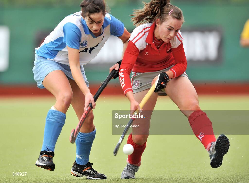 26 April 2009; Grace Irwin, Pegasus, in action against Elaine O'Neill, UCD. ESB Irish Senior Women's Cup Final, Pegasus v UCD, National Hockey Stadium, UCD, Dublin. Picture credit: David Maher / SPORTSFILE