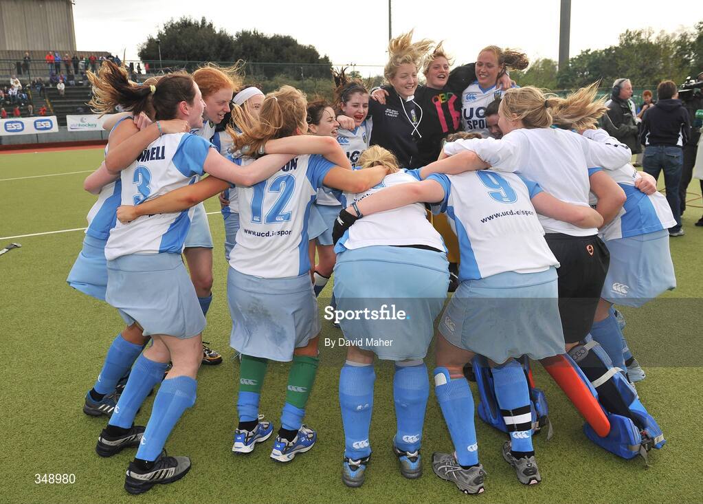 26 April 2009; UCD players celebrate after victory over Pegasus. ESB Irish Senior Women's Cup Final, Pegasus v UCD, National Hockey Stadium, UCD, Dublin. Picture credit: David Maher / SPORTSFILE