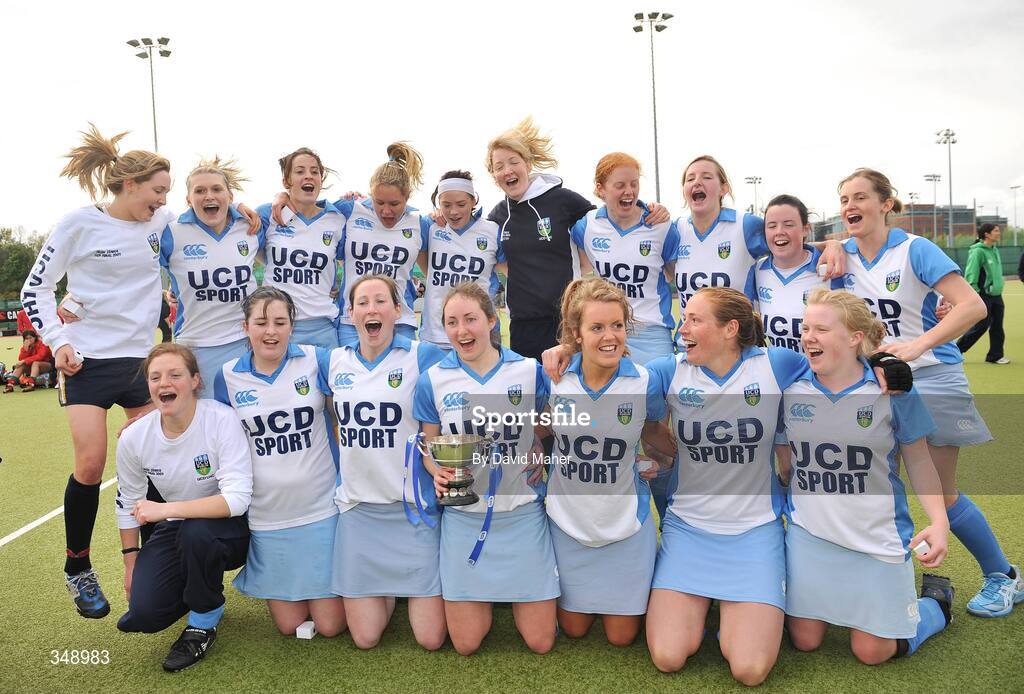 26 April 2009; UCD players celebrate after victory over Pegasus. ESB Irish Senior Women's Cup Final, Pegasus v UCD, National Hockey Stadium, UCD, Dublin. Picture credit: David Maher / SPORTSFILE