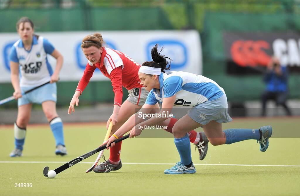 26 April 2009; Lisa Jacob, UCD, in action against Alex Speers, Pegasus. ESB Irish Senior Women's Cup Final, Pegasus v UCD, National Hockey Stadium, UCD, Dublin. Picture credit: David Maher / SPORTSFILE