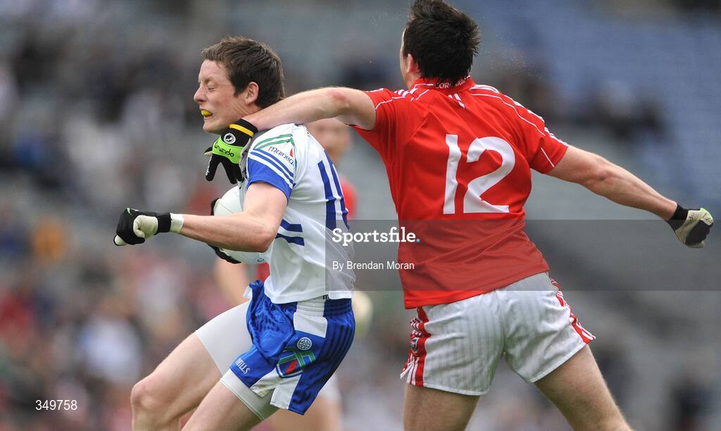 26 April 2009; Conor McManus, Monaghan, in action against Paul Kerrigan, Cork. Allianz GAA National Football League, Division 2 Final, Cork v Monaghan, Croke Park, Dublin. Picture credit: Brendan Moran / SPORTSFILE