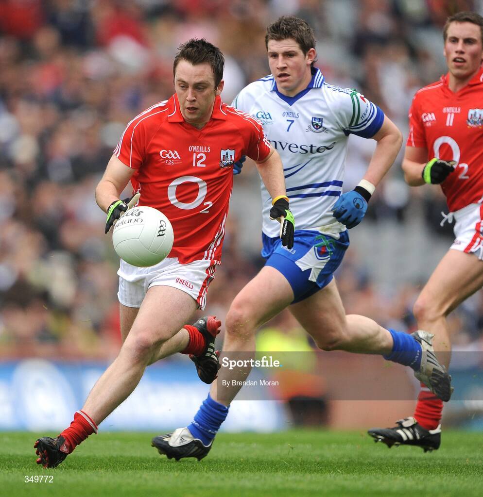 26 April 2009; Paul Kerrigan, Cork, in action against Darren Hughes, Monaghan. Allianz GAA National Football League, Division 2 Final, Cork v Monaghan, Croke Park, Dublin. Picture credit: Brendan Moran / SPORTSFILE