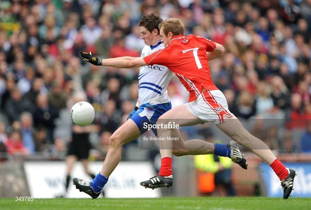 26 April 2009; Darren Hughes, Monaghan, in action against Ger Spillane, Cork. Allianz GAA National Football League, Division 2 Final, Cork v Monaghan, Croke Park, Dublin. Picture credit: Brendan Moran / SPORTSFILE
