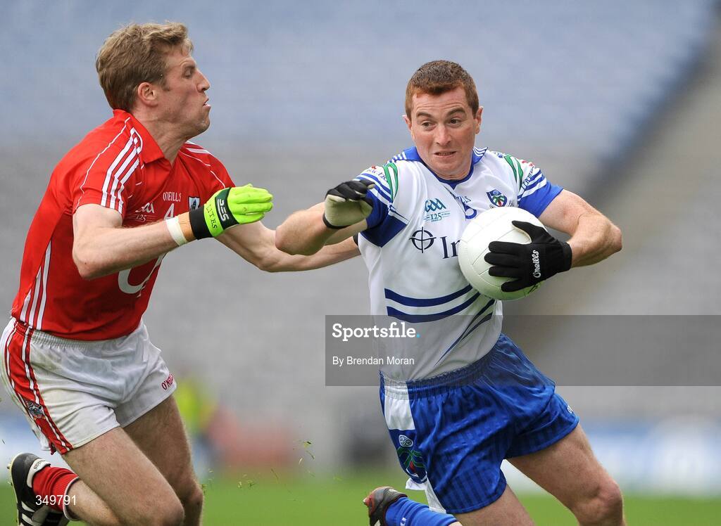 26 April 2009; Tomas Freeman, Monaghan, in action against Anthony Lynch, Cork. Allianz GAA National Football League, Division 2 Final, Cork v Monaghan, Croke Park, Dublin. Picture credit: Brendan Moran / SPORTSFILE