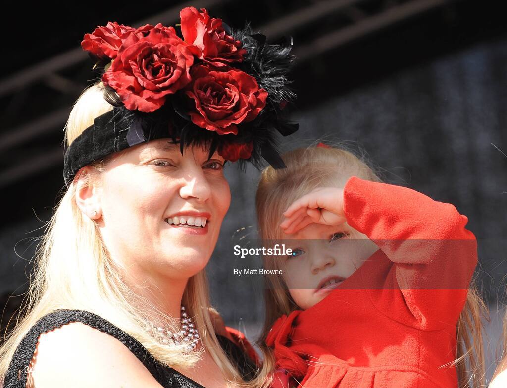 1 May 2009; Three-year-old Emma Kavanagh with her mother Veronica from Portlaois, Co. Laois, at the 2009 Punchestown Irish National Hunt Festival, Punchestown Racecourse, Co. Kildare. Picture credit: Matt Browne / SPORTSFILE