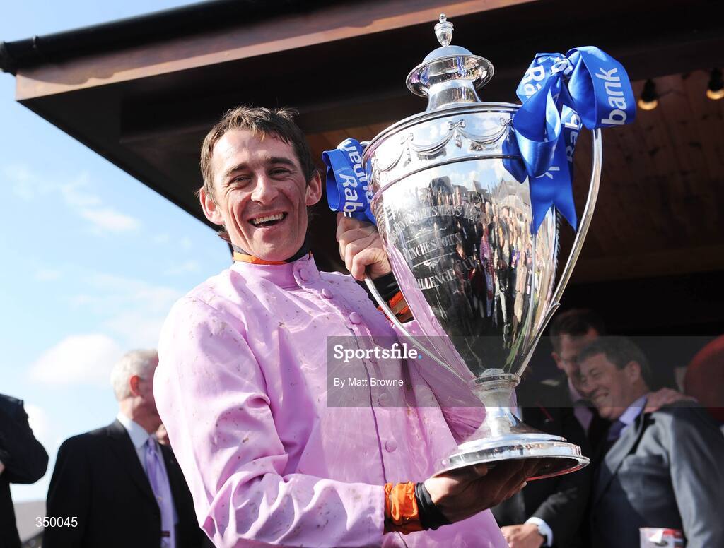 1 May 2009; Jockey Davy Russell after winning the Rabobank Champion Hurdle with Solwhit. 2009 Punchestown Irish National Hunt Festival, Punchestown Racecourse, Co. Kildare. Picture credit: Matt Browne / SPORTSFILE