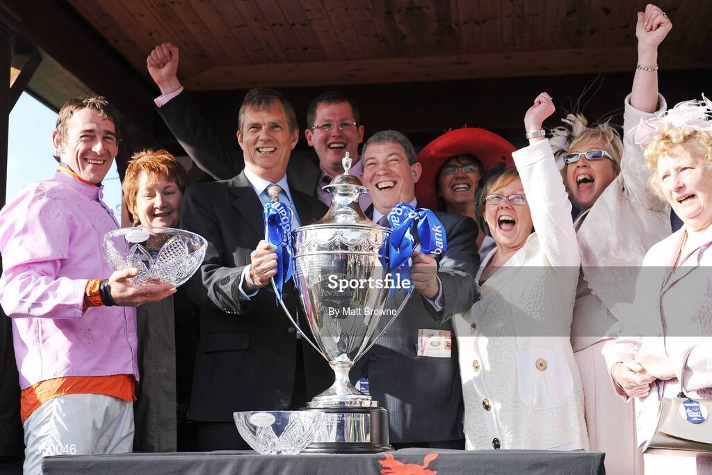 1 May 2009; The winning connections of Solwhit celebrate after the Rabobank Champion Hurdle. 2009 Punchestown Irish National Hunt Festival, Punchestown Racecourse, Co. Kildare. Picture credit: Matt Browne / SPORTSFILE