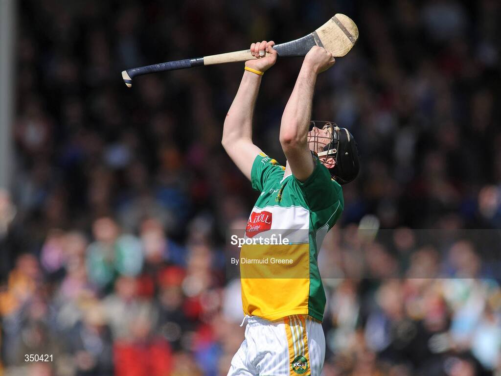 3 May 2009; Paul Cleary, Offaly, celebrates at the final whistle. Allianz GAA NHL Division 2 Final, Wexford v Offaly, Semple Stadium, Thurles, Co. Tipperary. Picture credit: Diarmuid Greene / SPORTSFILE