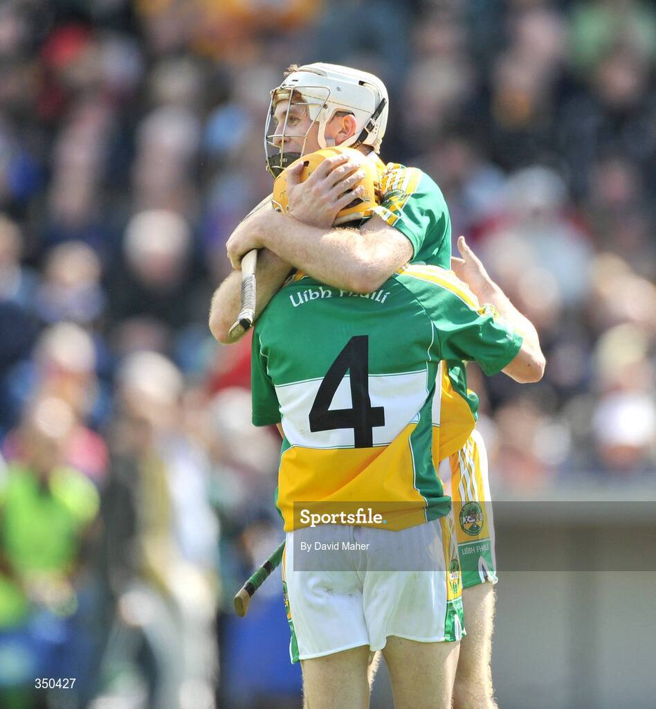 3 May 2009; James Rigney, 4, Offaly, celebrates with team-mate Kevin Brady at the end of the game. Allianz GAA NHL Division 2 Final, Wexford v Offaly, Semple Stadium, Thurles, Co. Tipperary. Picture credit: David Maher / SPORTSFILE