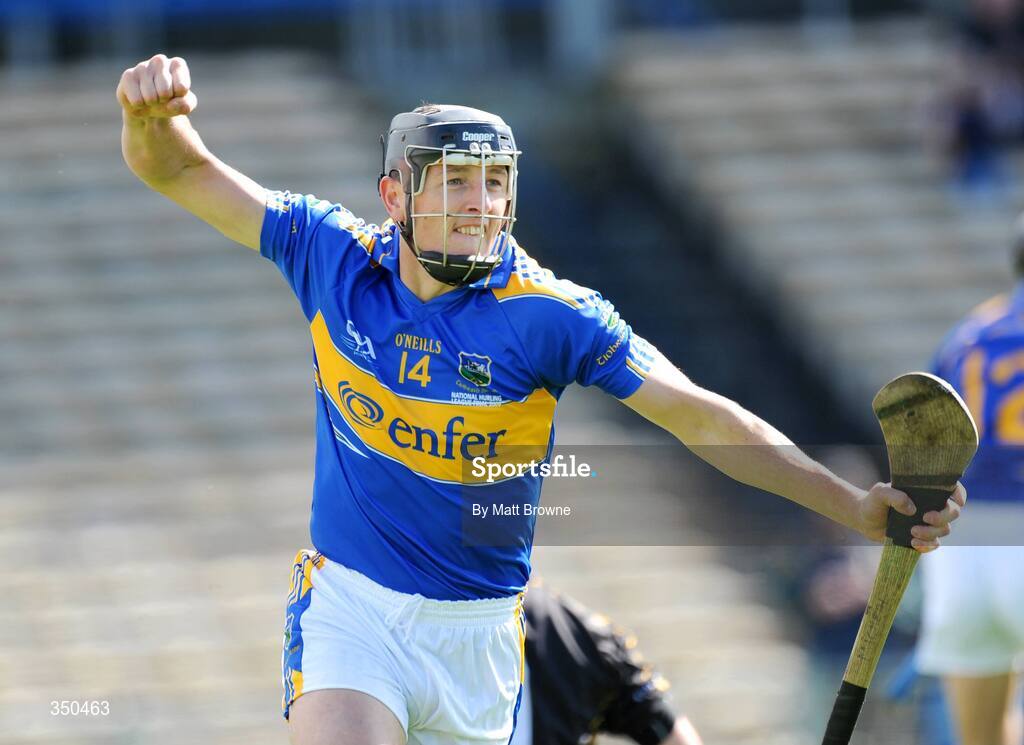 3 May 2009; Tipperary's Michael Webster celebrates after the first goal. Allianz GAA NHL Division 1 Final, Kilkenny v Tipperary, Semple Stadium, Thurles, Co. Tipperary. Picture credit: Matt Browne / SPORTSFILE