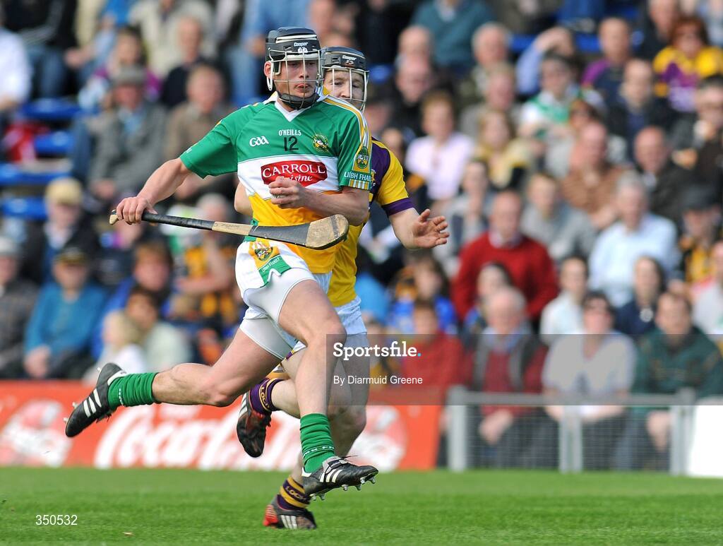 3 May 2009; Derek Molloy, Offaly, in action against Michael Jacob, Wexford. Allianz GAA NHL Division 2 Final, Wexford v Offaly, Semple Stadium, Thurles, Co. Tipperary. Picture credit: Diarmuid Greene / SPORTSFILE