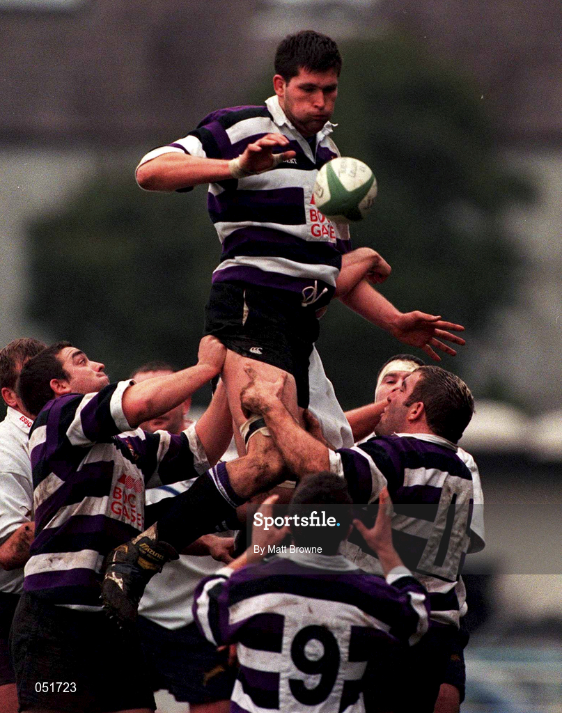 23 December 2000; Rory Sheriff of Terenure College RFC wins the lineout during the AIB All-Ireland League Division 2 match between Terenure College RFC and Cork Constitution RFC at Lakelands Park in Dublin. Photo by Matt Browne/Sportsfile
