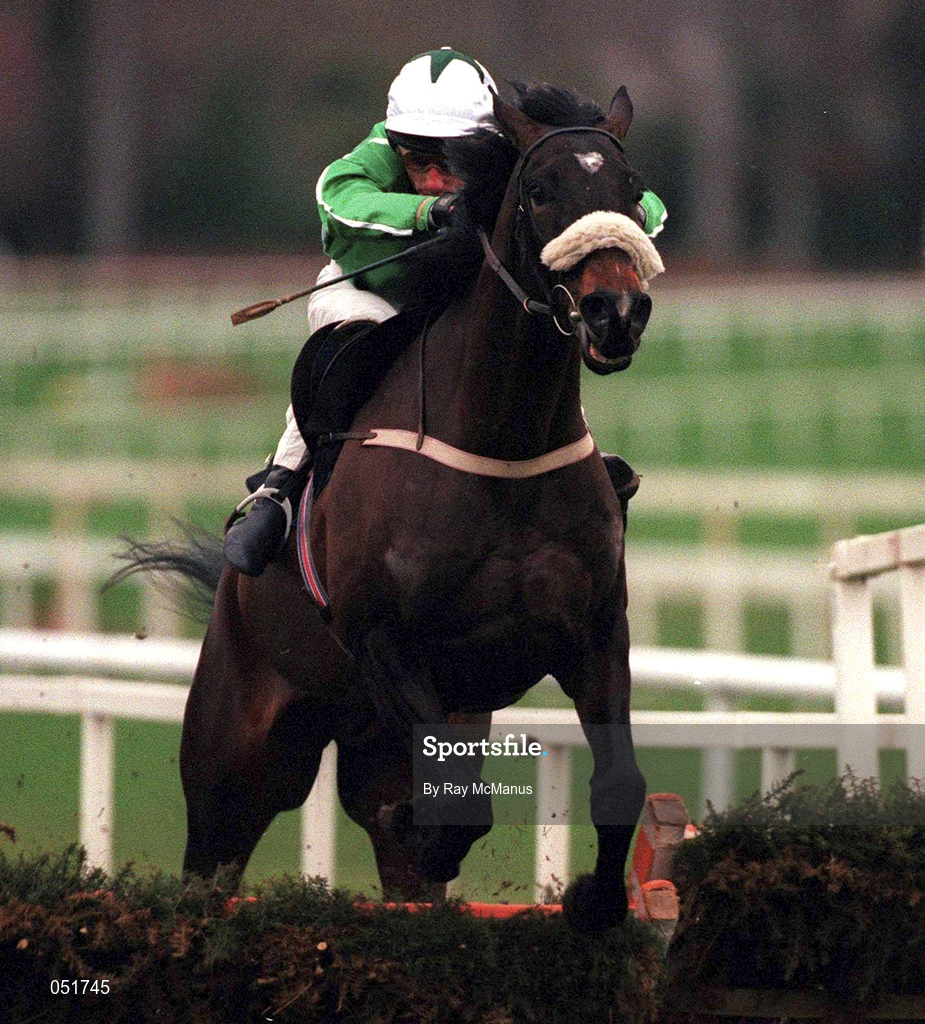 26 December 2000; Regal Venture, right, with Tom Rudd up, leads the eventual winner Silver Steel, with Alan Crowe up, not pictured, over the last in The Denny Waifos Maiden Hurdle during day one of the Christmas Festival at Leopardstown Racecourse in Dublin. Photo by Ray McManus/Sportsfile