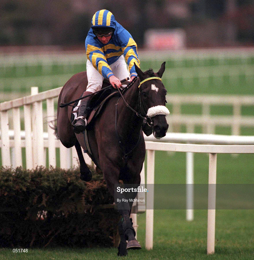 26 December 2000; Bob Justice, with Garrett Cotter up, clears the last on their way to winning The Kerry spring Maiden Hurdle during day one of the Christmas Festival at Leopardstown Racecourse in Dublin. Photo by Ray McManus/Sportsfile