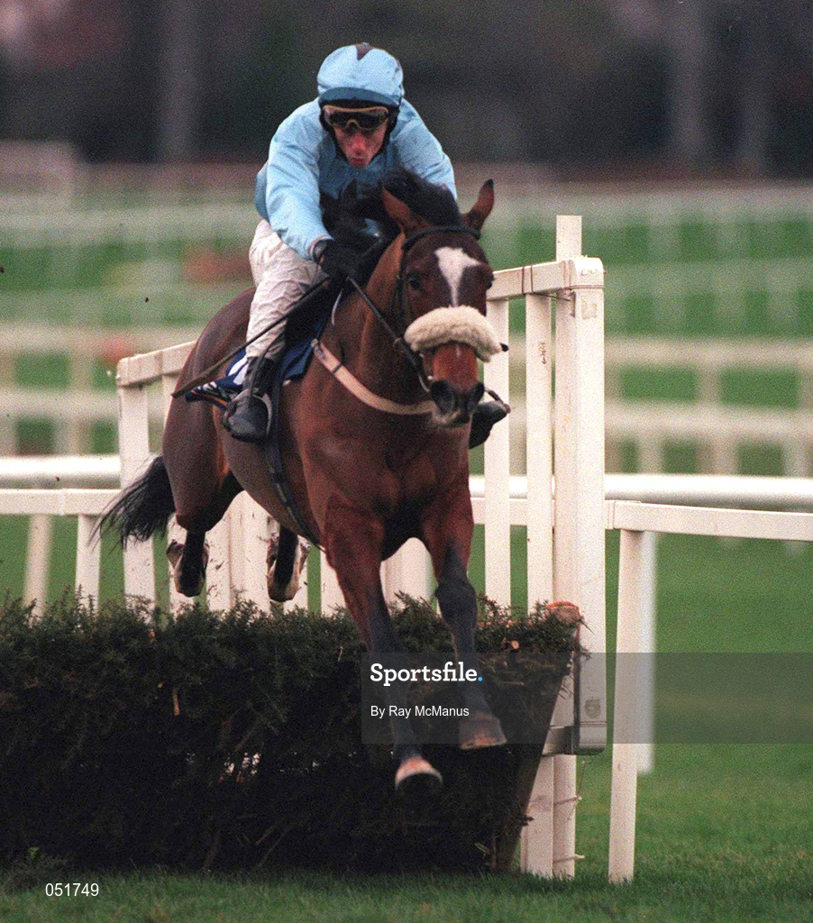 26 December 2000; Pittsburgh Phil, with Tom Rudd up, clears the last on their way to winning The Denny Juvenile Hurdle during day one of the Christmas Festival at Leopardstown Racecourse in Dublin. Photo by Ray McManus/Sportsfile