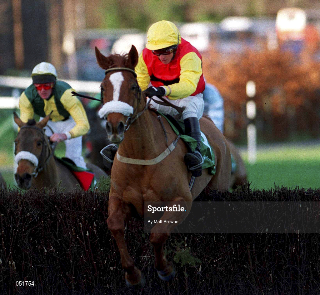 27 December 2000; Call Me Dara, with Neil Mulholland up, jumps the last to win the Paddy Power.Com, Handicap Steeplechase during day two of the Christmas Festival at Leopardstown Racecourse in Dublin. Photo by Matt Browne/Sportsfile