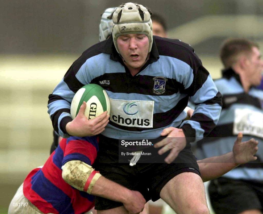 31 December 2000; Anthony Foley of Shannon is tackled by Donal Sheehan of Clontarf during the AIB All-Ireland League Division 1 match between Shannon and Clontarf at Thonond Park in Limerick. Photo by Brendan Moran/Sportsfile
