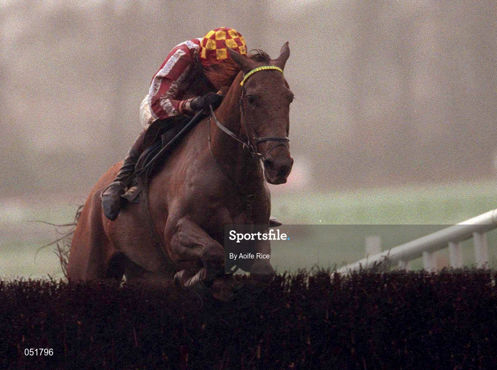 31 December 2000; Rince Ri, with Rugby Walsh up, jumps the last on their way to winning The Ericsson Steplechase during day three of the Christmas Festival at Leopardstown Racecourse in Dublin. Photo by Aoife Rice/Sportsfile