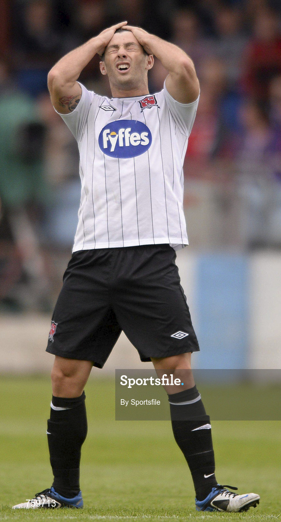10 June 2013; Richie Towell of Dundalk reacts after a missed chance on goal during the Airtricity League Premier Division match between Drogheda United and Dundalk at Hunky Dorys Park in Drogheda, Louth. Photo by Sportsfile