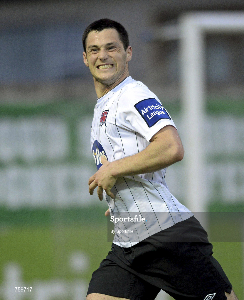 10 June 2013; Patrick Hoban of Dundalk celebrates after scoring his side's first goal during the Airtricity League Premier Division match between Drogheda United and Dundalk at Hunky Dorys Park in Drogheda, Louth. Photo by Sportsfile
