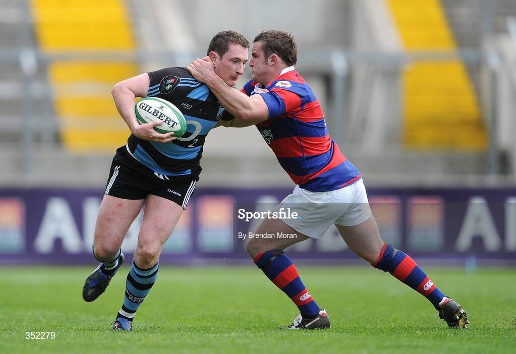 9 May 2009; John Clogan, Shannon, is tackled by Aaron Dundon, Clontarf. AIB League Division 1 Final, Shannon v Clontarf, Thomond Park, Limerick. Picture credit: Brendan Moran / SPORTSFILE