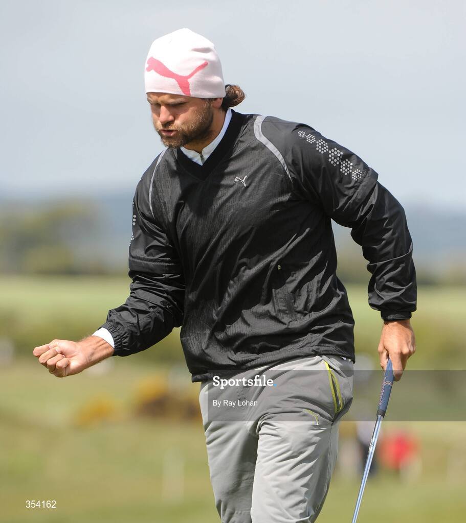 17 May 2009; Sweden's Johan Edfors celebrates after putting on the 2nd during the 3 Irish Open Golf Championship. County Louth Golf Club, Baltray, Co. Louth. Picture credit: Ray Lohan / SPORTSFILE