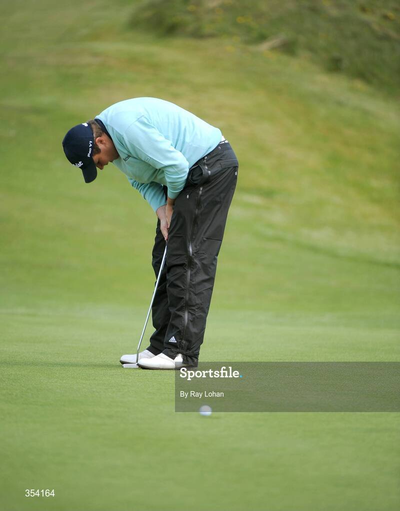 17 May 2009; Shane Lowry shows his disappointment after missing a putt on the 3rd during the 3 Irish Open Golf Championship. County Louth Golf Club, Baltray, Co. Louth. Picture credit: Ray Lohan / SPORTSFILE