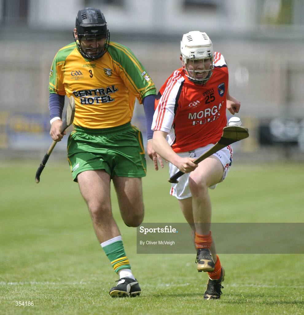 17 May 2009; Fintan Woods, Armagh, in action against Joe Boyle, Donegal. Ulster Senior Hurling Championship, Second Round, Donegal v Armagh, Letterkenny, Co. Donegal. Picture credit: Oliver McVeigh / SPORTSFILE
