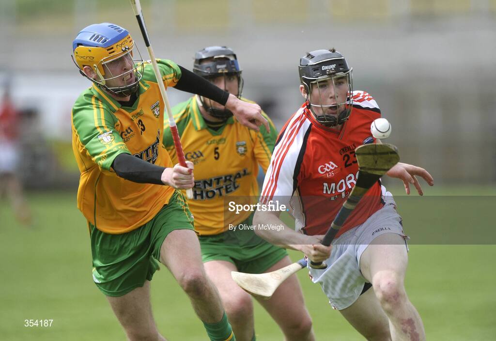 17 May 2009; John Corvan, Armagh, in action against Enda McDermott, Donegal. Ulster Senior Hurling Championship, Second Round, Donegal v Armagh, Letterkenny, Co. Donegal. Picture credit: Oliver McVeigh / SPORTSFILE