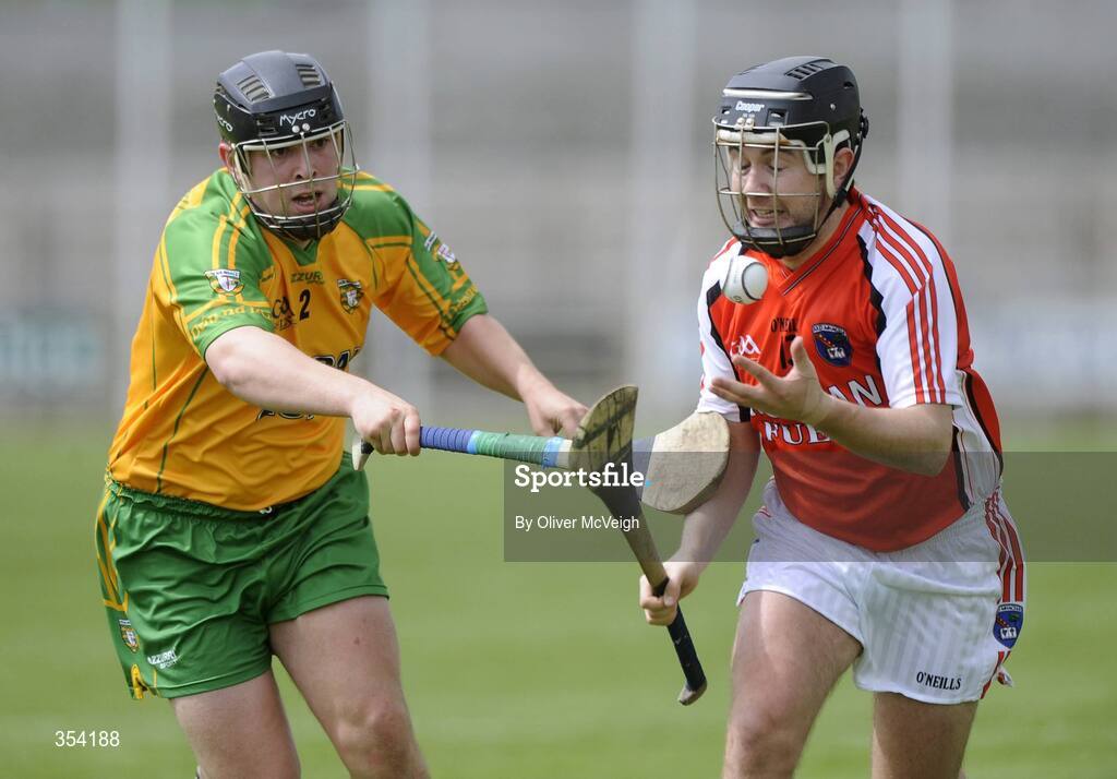 17 May 2009; Paul Breen, Armagh, in action against Conor McLoughlin, Donegal. Ulster Senior Hurling Championship, Second Round, Donegal v Armagh, Letterkenny, Co. Donegal. Picture credit: Oliver McVeigh / SPORTSFILE