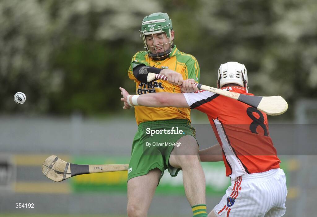 17 May 2009; Kevin Campbell, Donegal, in action against Eugene McDonnell, Armagh. Ulster Senior Hurling Championship, Second Round, Donegal v Armagh, Letterkenny, Co. Donegal. Picture credit: Oliver McVeigh / SPORTSFILE