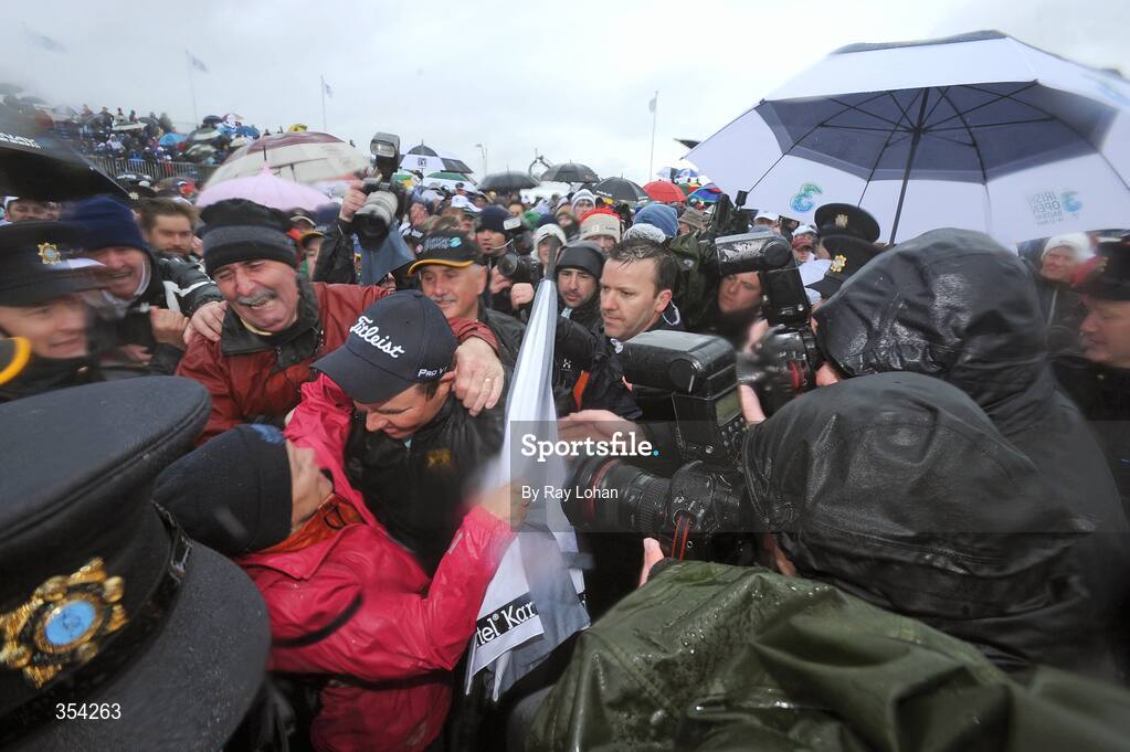 17 May 2009; Shane Lowry celebrates with his mother Bridget after winning the 3 Irish Open Golf Championship. County Louth Golf Club, Baltray, Co. Louth. Picture credit: Ray Lohan / SPORTSFILE