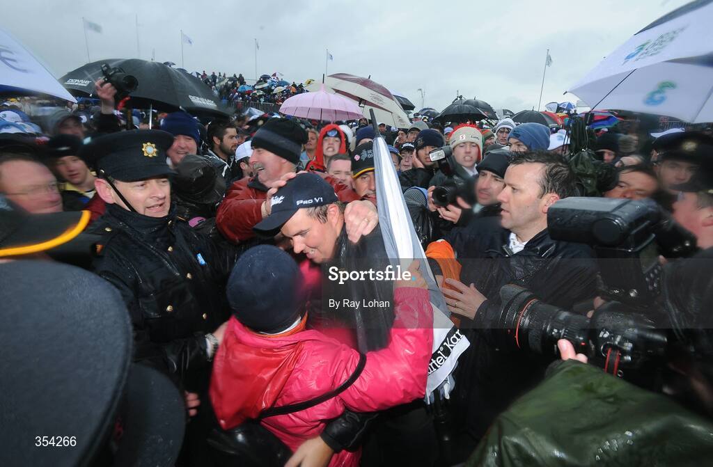 17 May 2009; Shane Lowry celebrates with his mother Bridget after winning the 3 Irish Open Golf Championship. County Louth Golf Club, Baltray, Co. Louth. Picture credit: Ray Lohan / SPORTSFILE