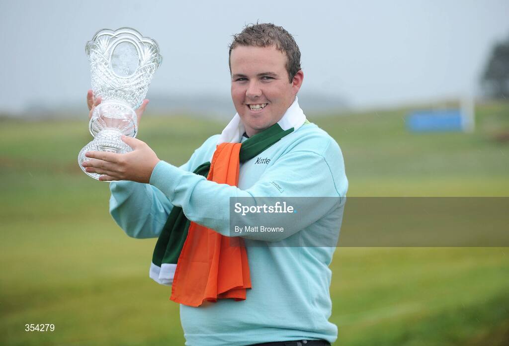 17 May 2009; Shane Lowry with the 3 Irish Open Golf Championship Trophy. County Louth Golf Club, Baltray, Co. Louth. Picture credit: Matt Browne / SPORTSFILE