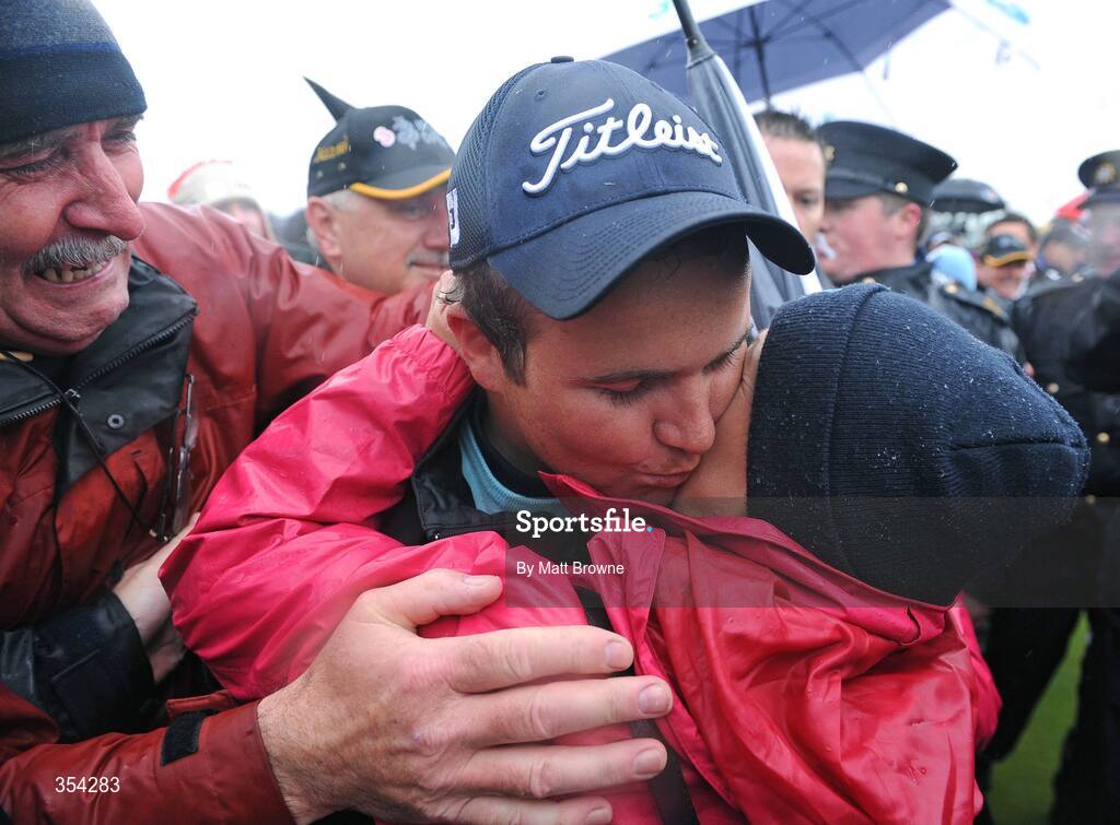 17 May 2009; Shane Lowry is congratulated by his mother Bridget after he won the 3 Irish Open Golf Championship. County Louth Golf Club, Baltray, Co. Louth. Picture credit: Matt Browne / SPORTSFILE