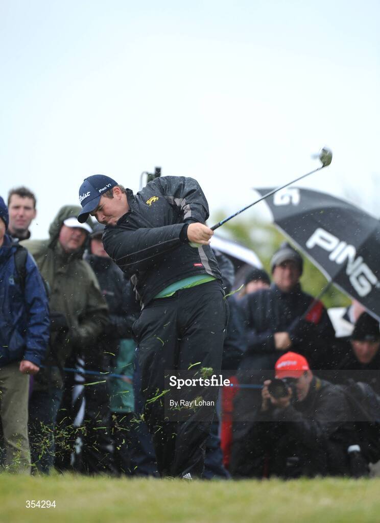 17 May 2009; Shane Lowry hits his second shot onto the 18th during the 3 Irish Open Golf Championship. County Louth Golf Club, Baltray, Co. Louth. Picture credit: Ray Lohan / SPORTSFILE
