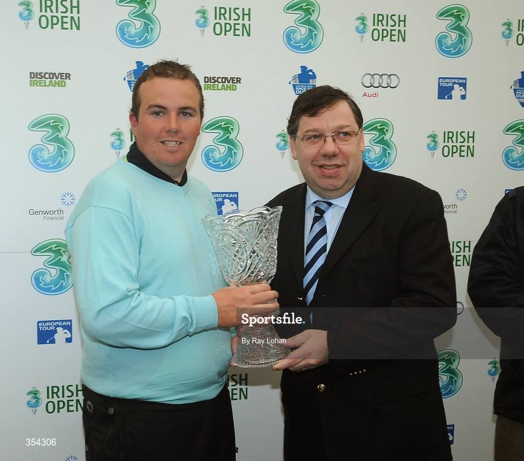 17 May 2009; Shane Lowry, left, with An Taoiseach Brian Cowen T.D, after he won the 3 Irish Open Golf Championship. County Louth Golf Club, Baltray, Co. Louth. Picture credit: Ray Lohan / SPORTSFILE