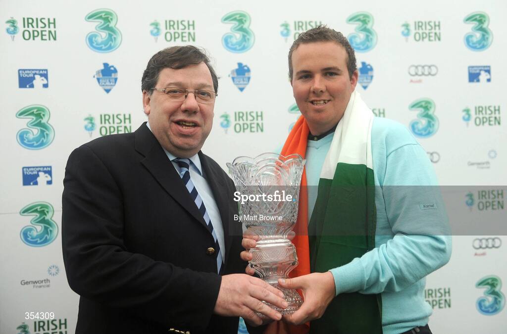 17 May 2009; Shane Lowry, left, with An Taoiseach Brian Cowen T.D, after he won the 3 Irish Open Golf Championship. County Louth Golf Club, Baltray, Co. Louth. Picture credit: Matt Browne / SPORTSFILE